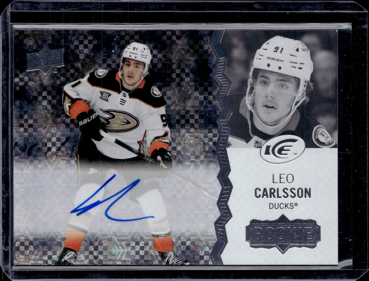 2023-24 Upper Deck Ice Leo Carlsson White Snowflake Auto RC SSP #254