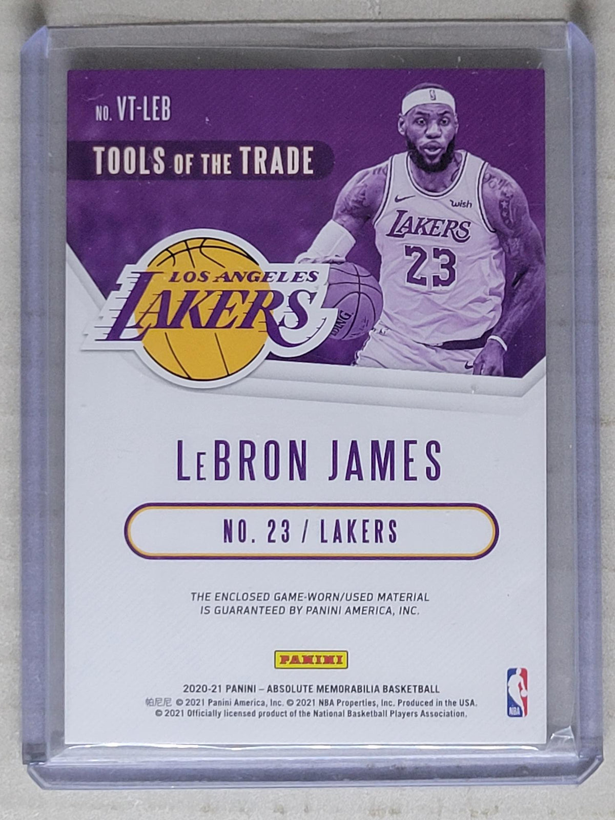 2020-21 Absolute Tools of the Trade LeBron James Lakers Game Used Patch