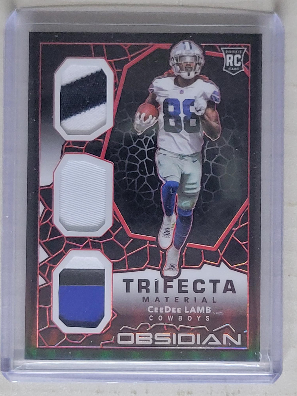 2020 Panini Obsidian CeeDee Lamb Trifecta Materials /10 Triple Patch RC