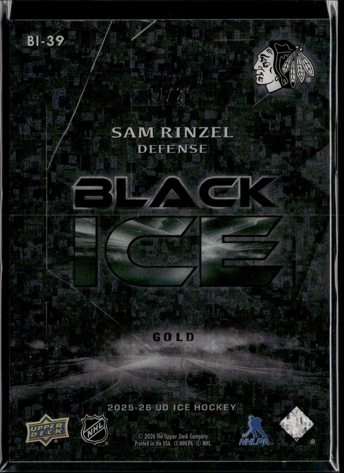 2025-26 Upper Deck Ice Black Ice Gold /25 Sam Rinzel