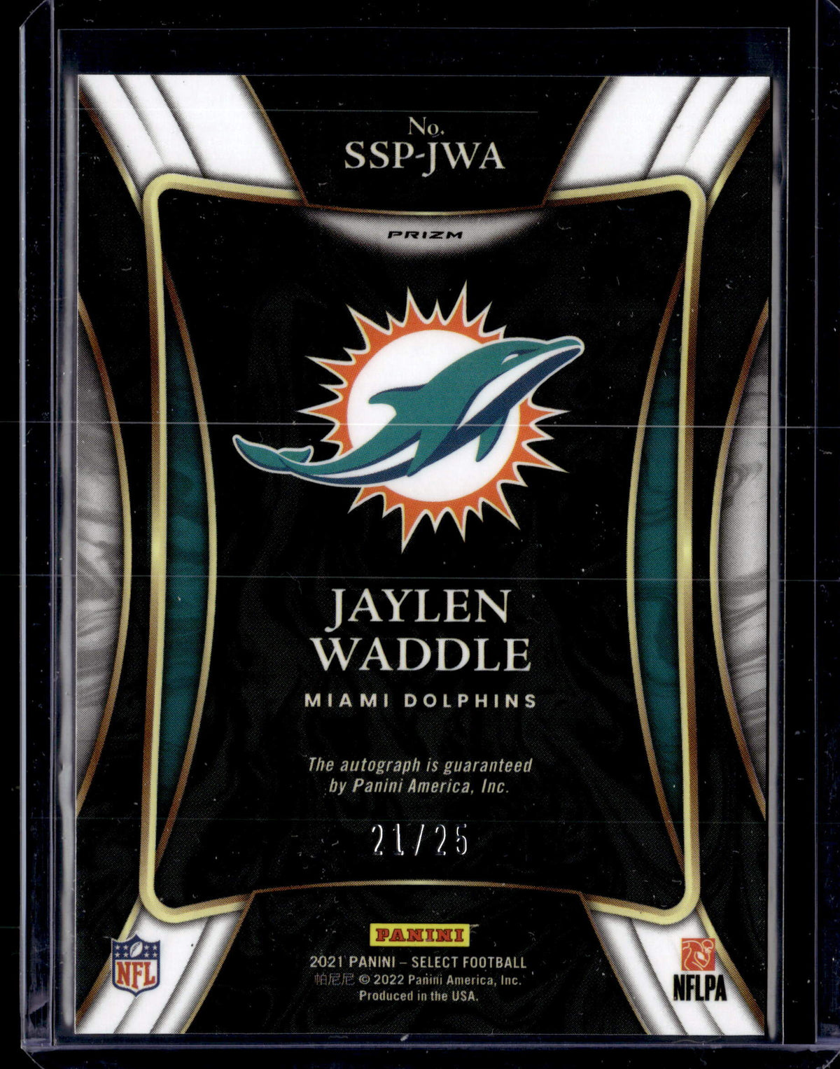 2021 Panini Select Signatures White Prizm /25 Jaylen Waddle
