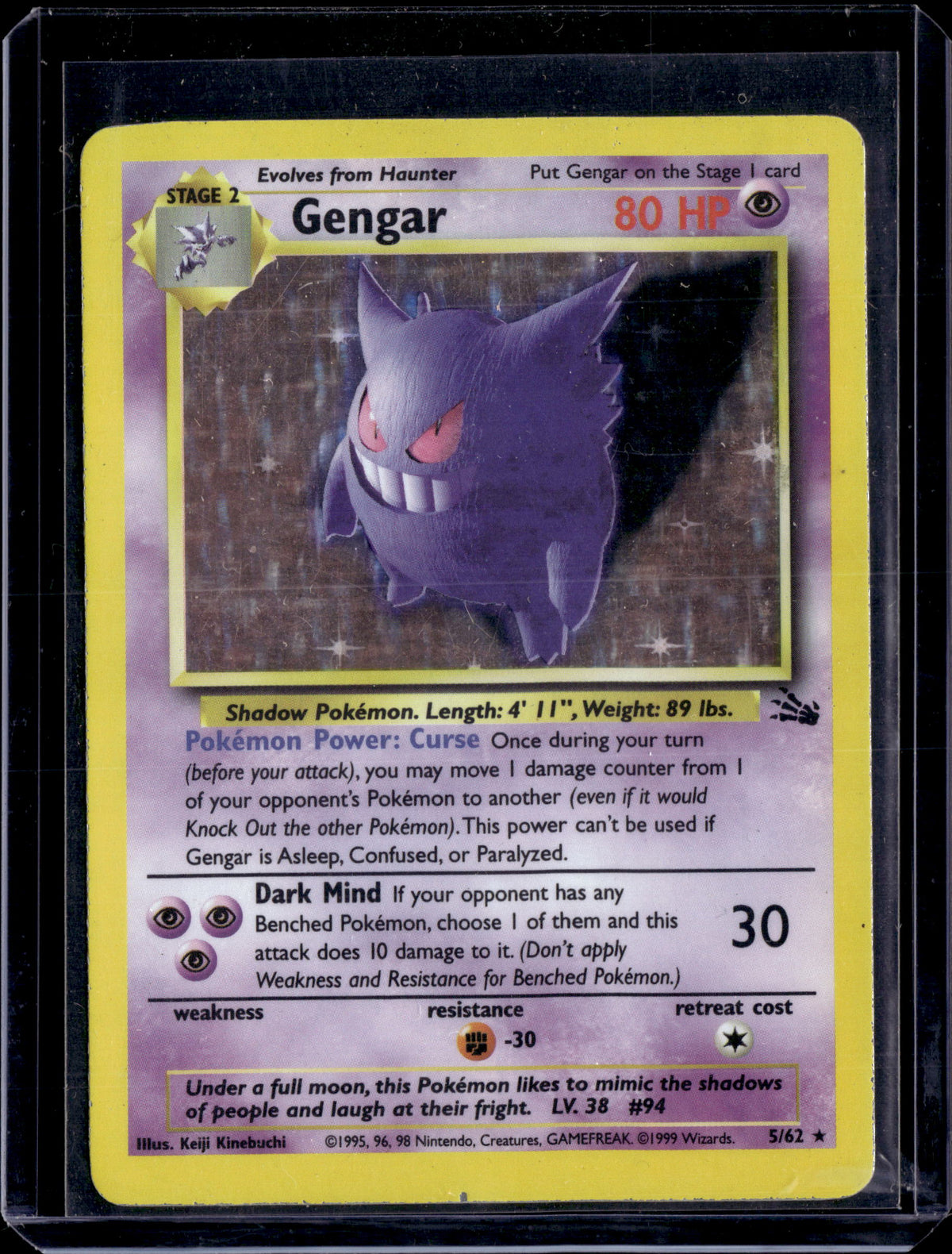 1999 Fossil Gengar Holo Rare