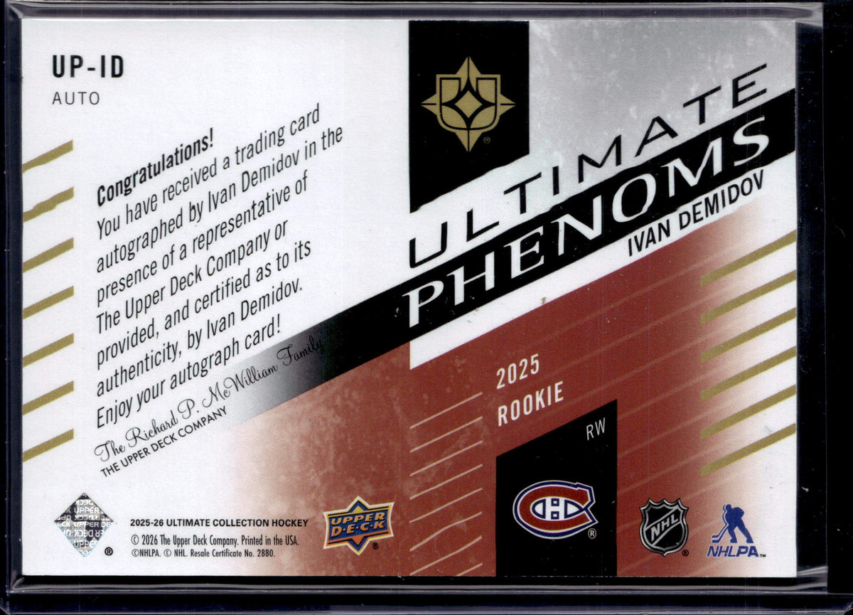 2025-26 Upper Deck Ultimate Phenoms Ivan Demidov Auto