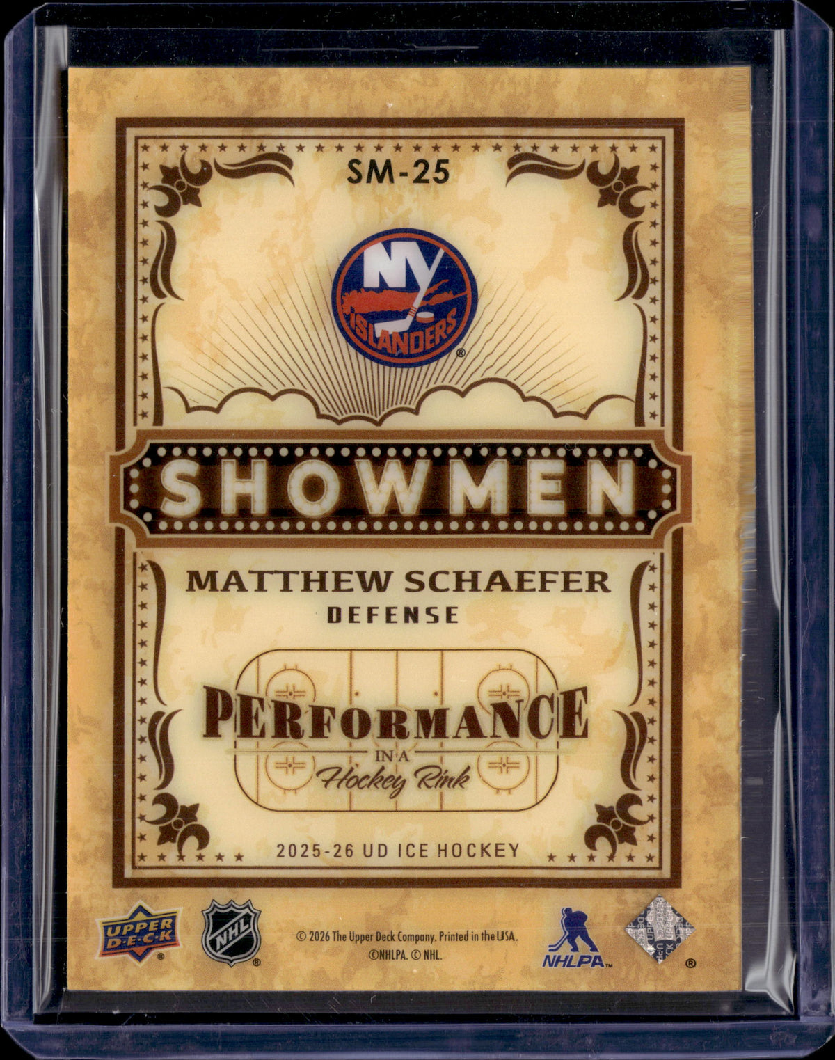 2025-26 Upper Deck Ice Showmen Matthew Schaefer #SM-25