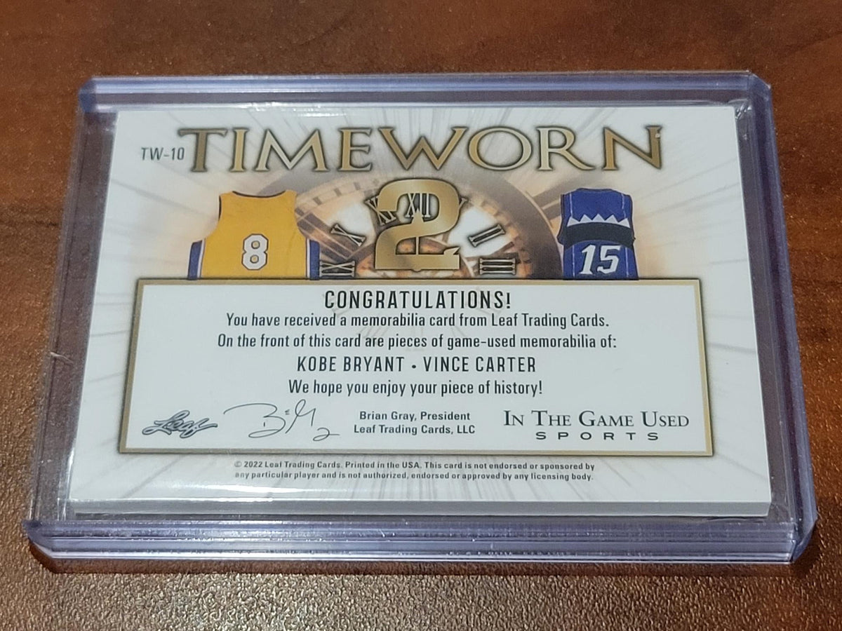 2022 Leaf Kobe Bryant Vince Carter Timeworn /40 - Game Used