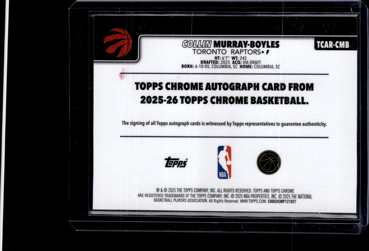 2025 Topps Chrome Rookie Autograph Collin Murray-Boyles TCAR-CMB True Orange /25