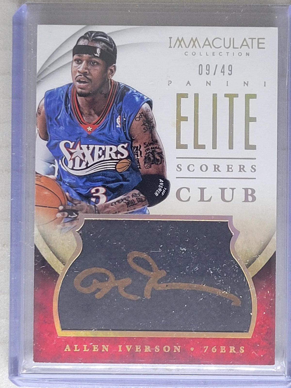 2013-14 Immaculate Allen Iverson Elite Socrers Club Auto Autograph /49