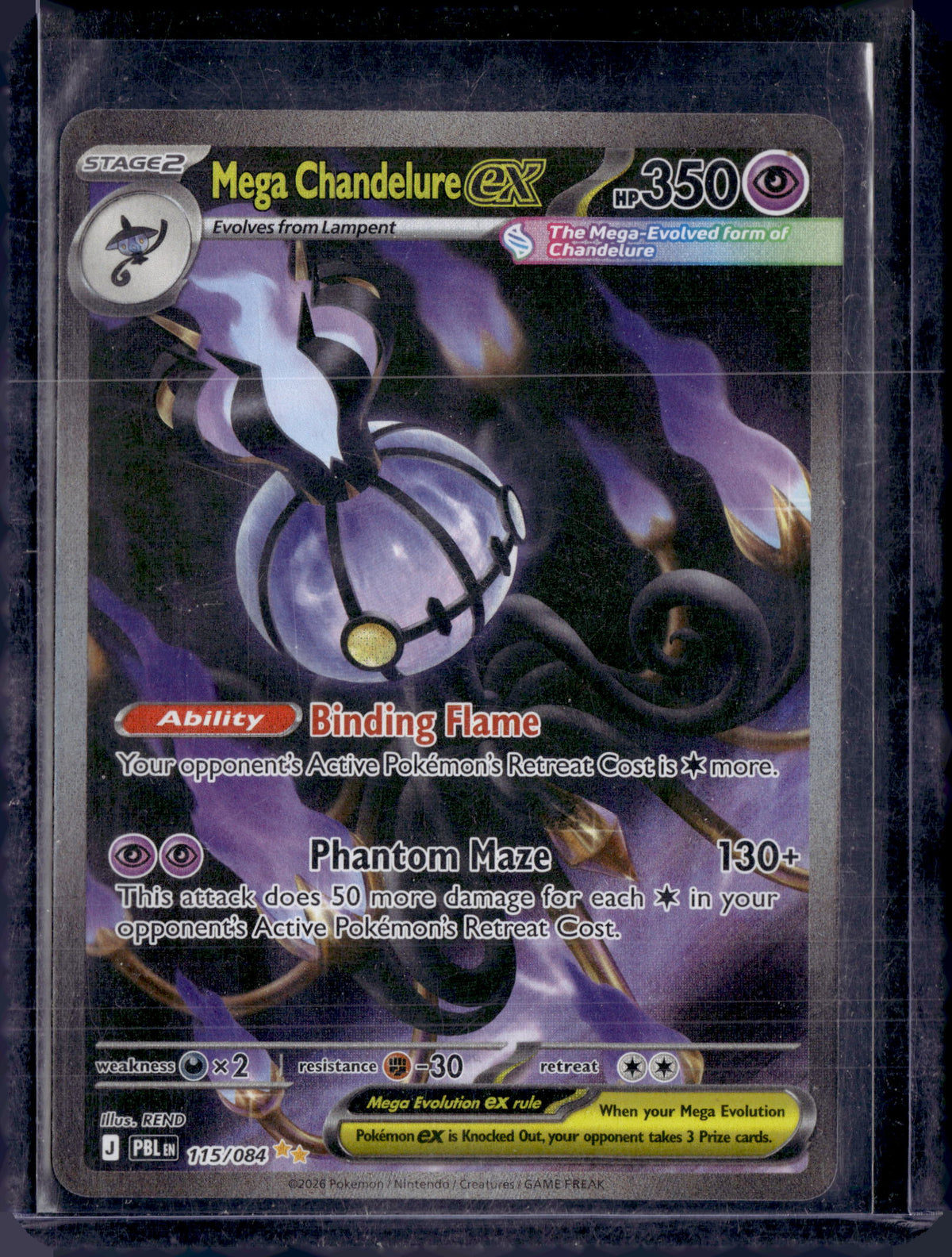 2026 Pitch Black Mega Chandelure ex 115/084 Special Illustration Rare