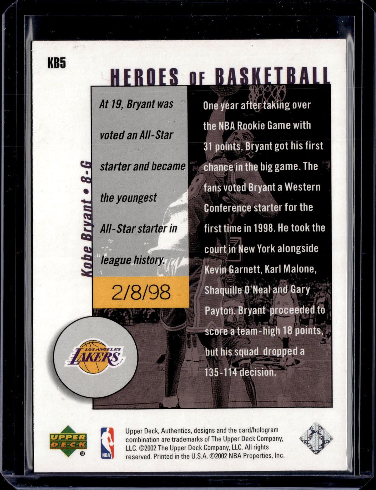 2000-01 Upper Deck #HZ1 Kobe Bryant Highlight Zone
