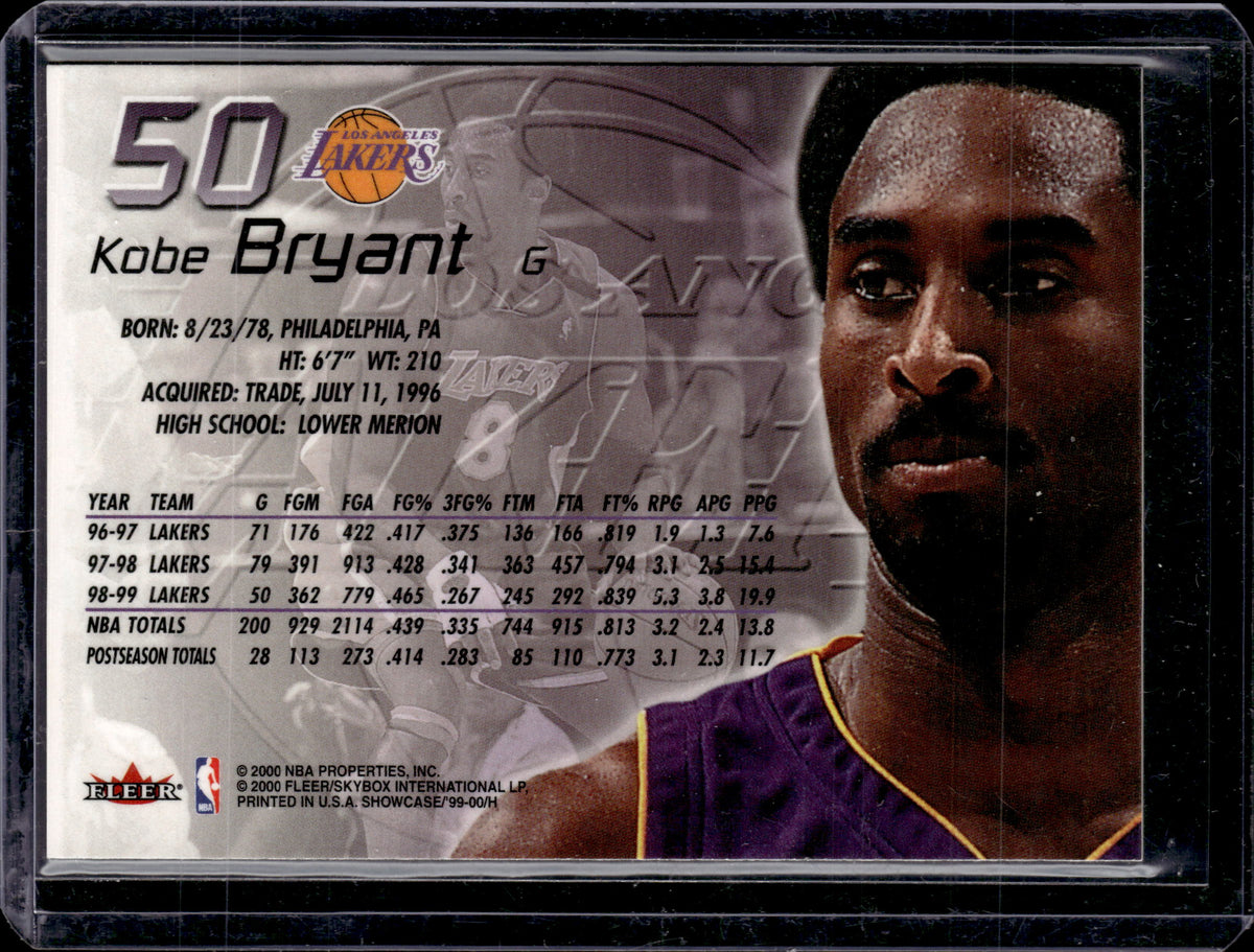 Kobe Bryant 2000 Fleer Flair Showcase Base Set #50 Los Angeles Lakers