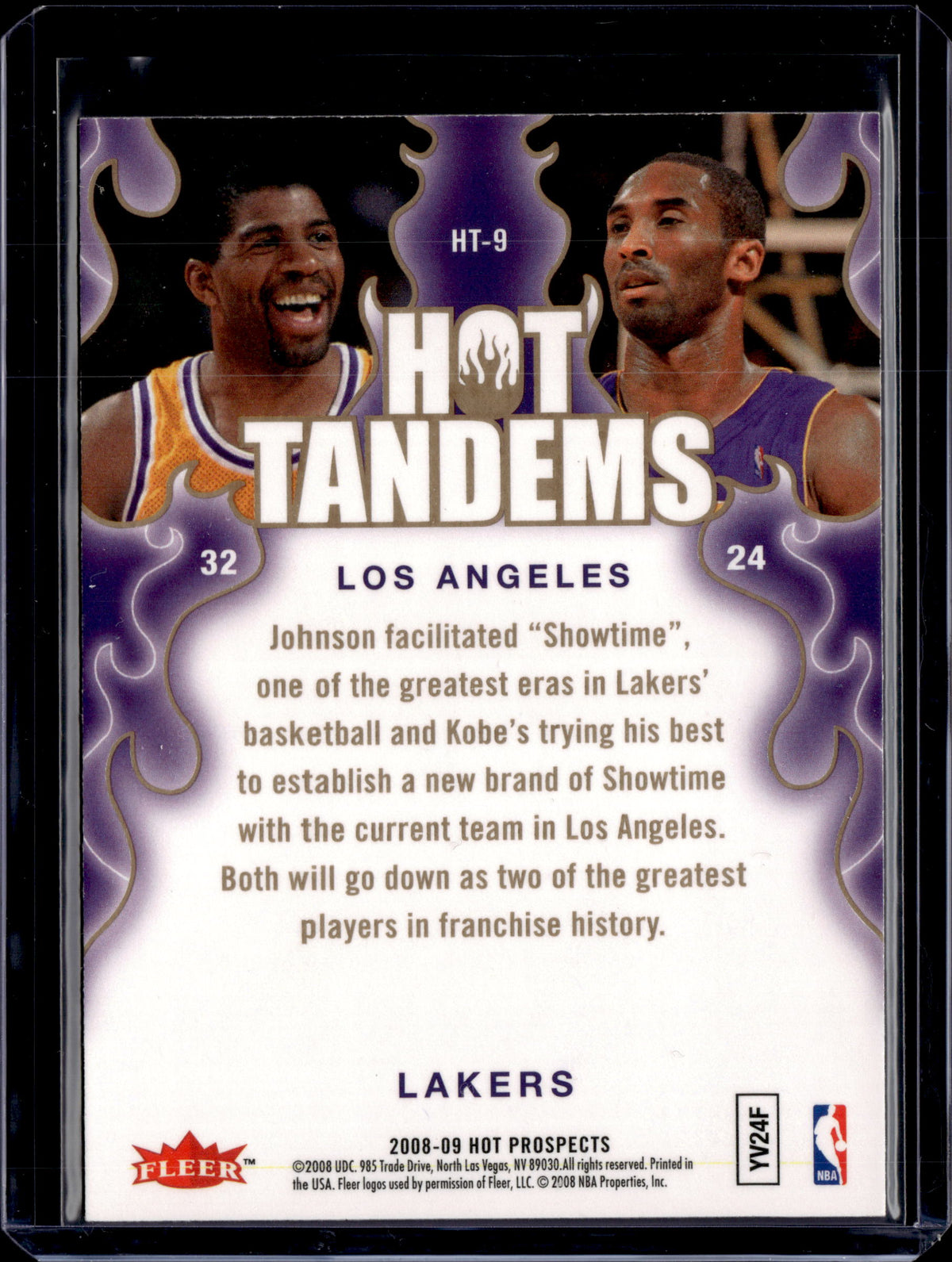 2008-09 Fleer Hot Prospects Tandems Kobe Bryant Magic Johnson #HT-9