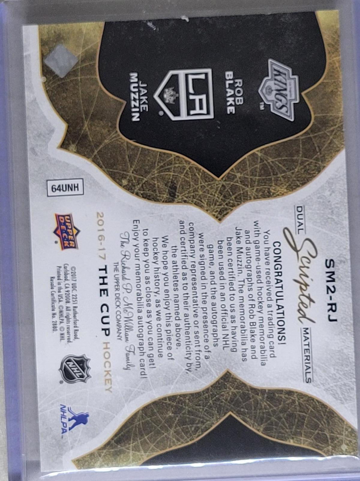 2016-17 The Cup Rob Blake/Jake Muzzin Dual Scripted Materials /15