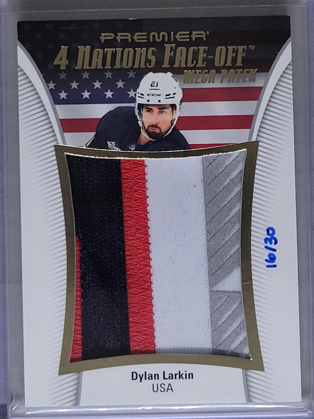 2025 UPPER DECK PREMIER DYLAN LARKIN FOUR NATIONS FACE OFF MEGA PATCHES /30