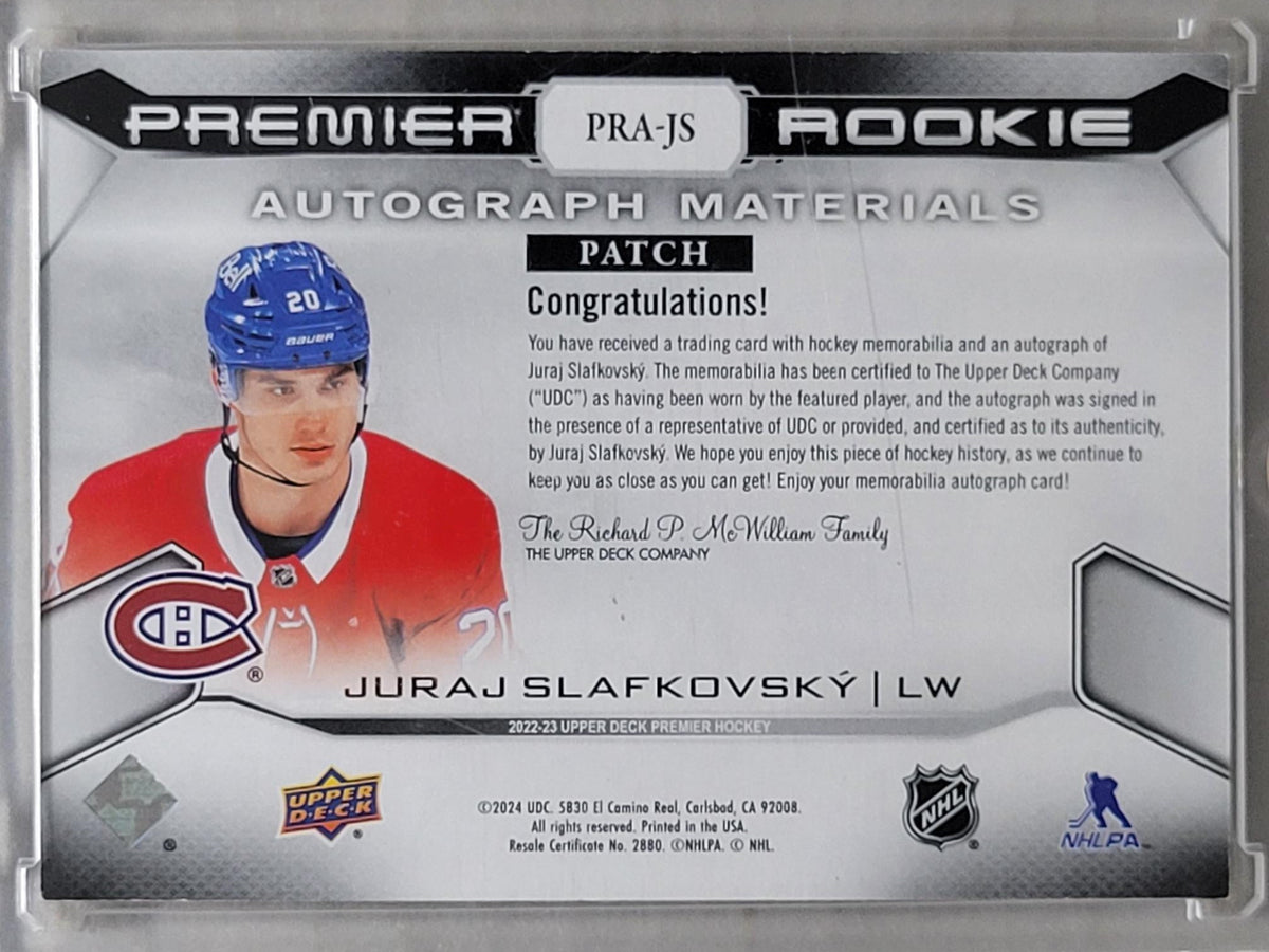 2022-23 UD Premier Auto Materials Rookie Juraj Slafkovsky 11/15