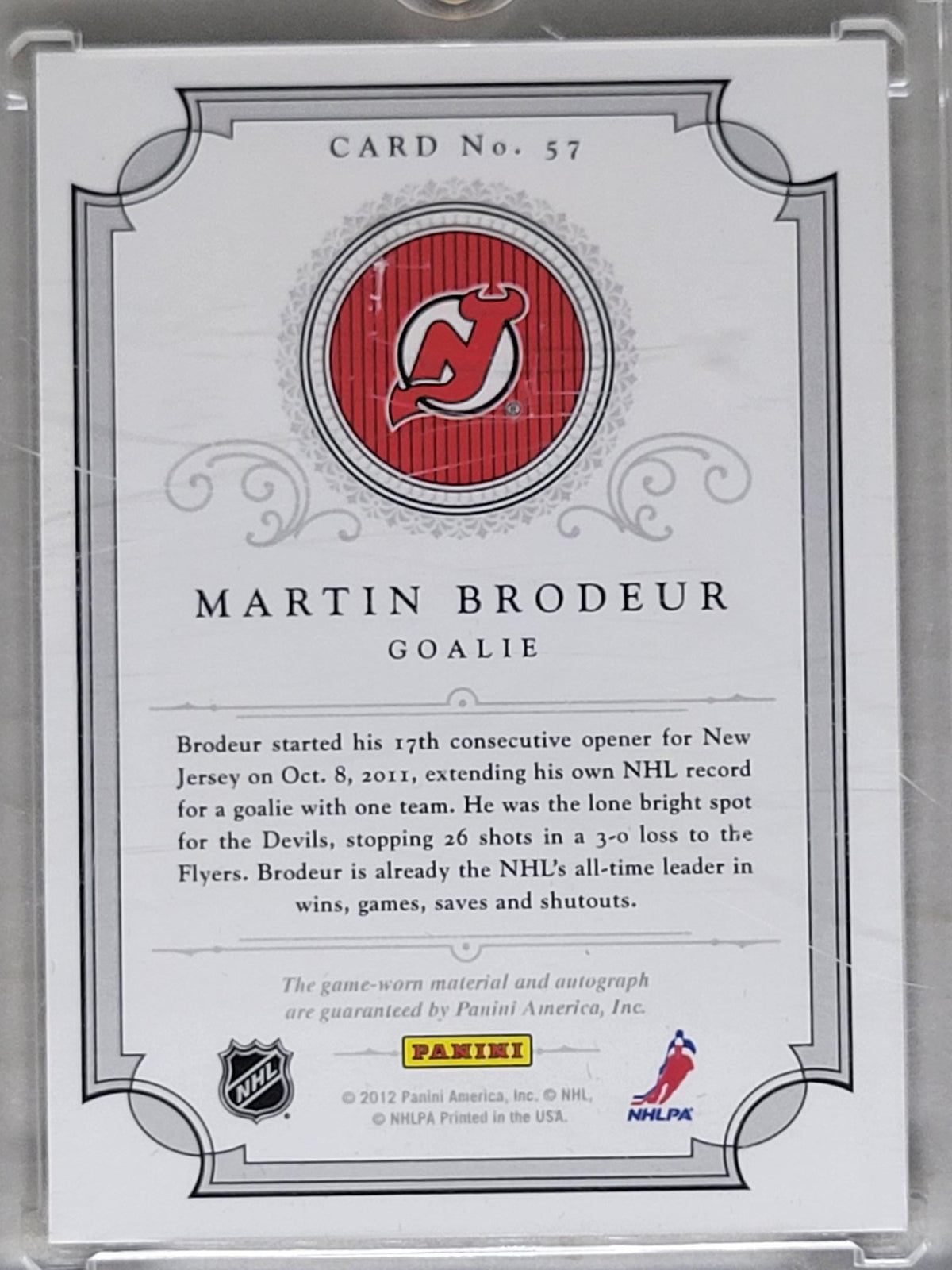 2013-14 Panini Dominion Martin Brodeur Peerless Patches #09/50
