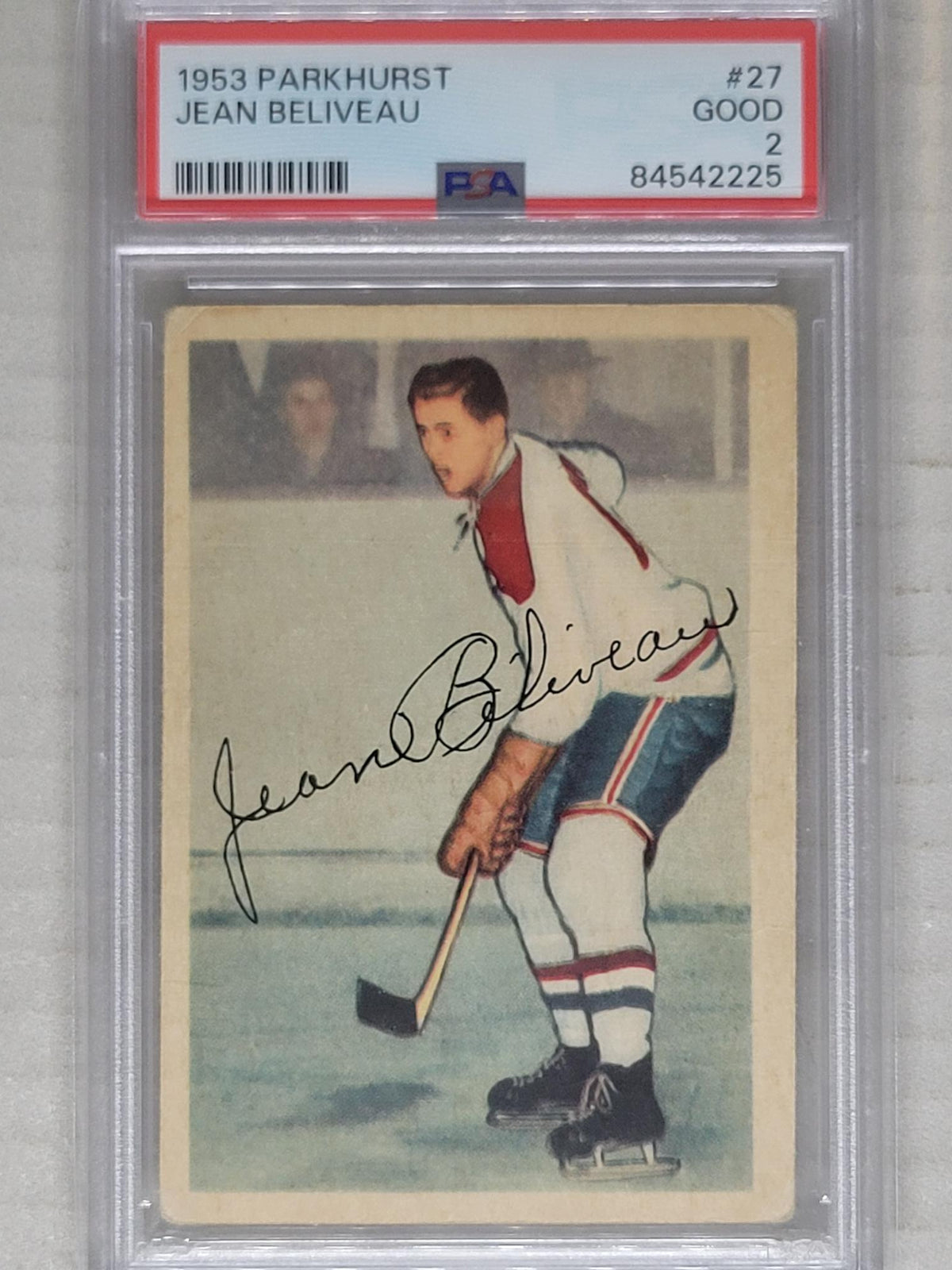 1953-54 Parkhurst # 27 Jean Beliveau RC PSA 2
