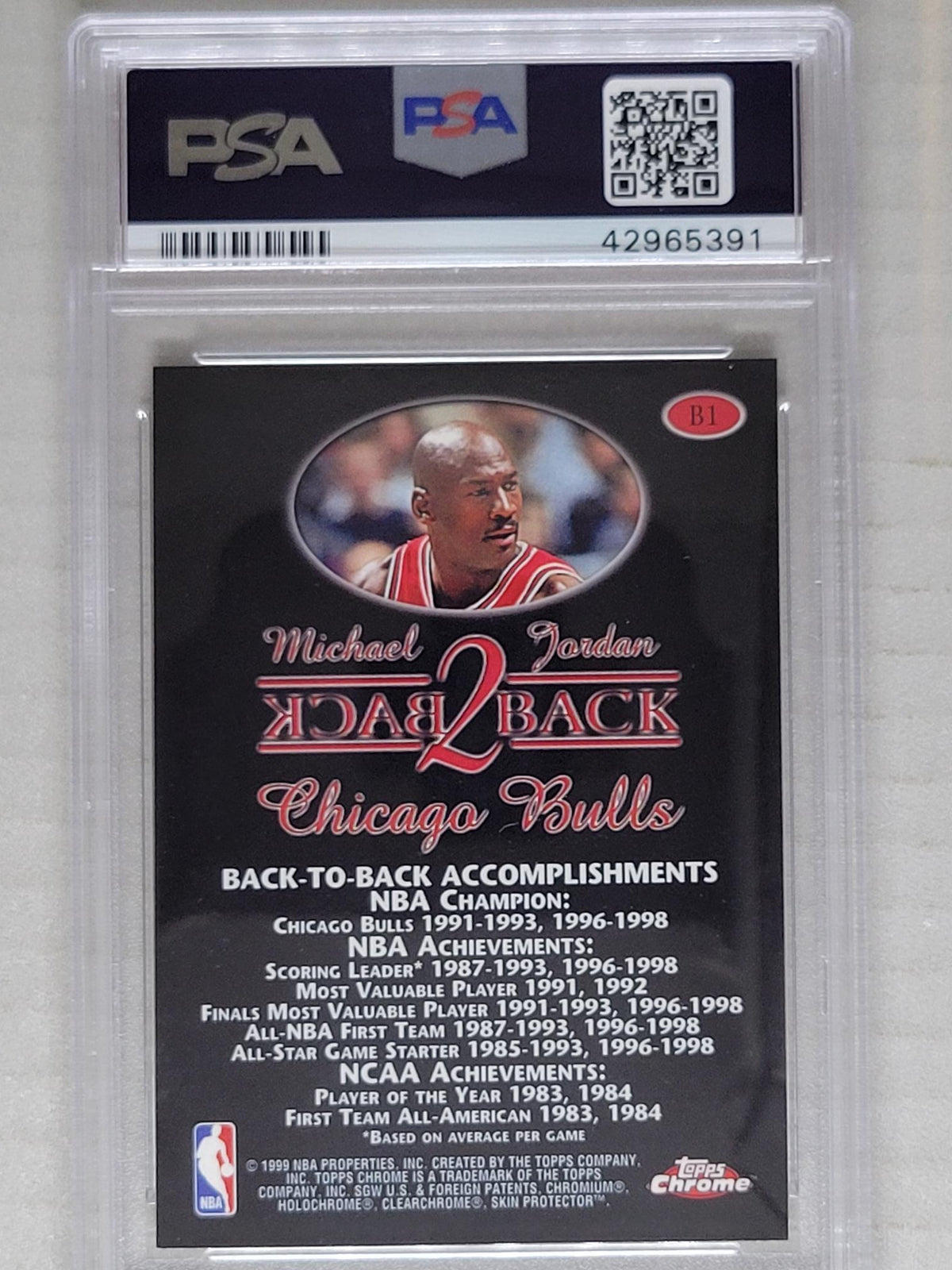 1998 Topps Chrome #B1 Michael Jordan Back 2 Back PSA 10