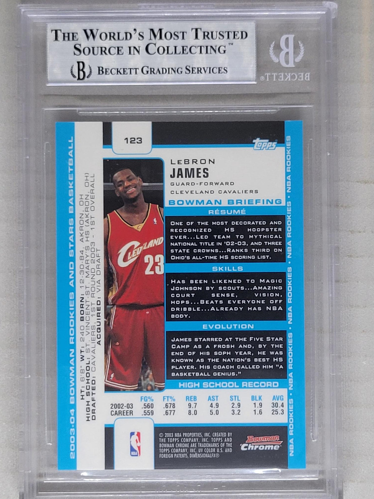 2003-04 Bowman Chrome #123 LeBron James RC Rookie BGS 9 Mint
