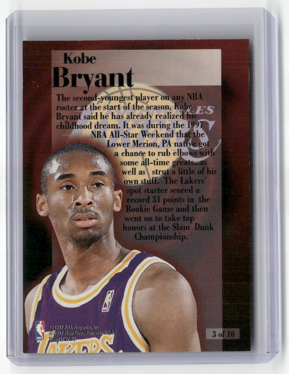 1997-98 Fleer - Rookie Rewind Kobe Bryant #3