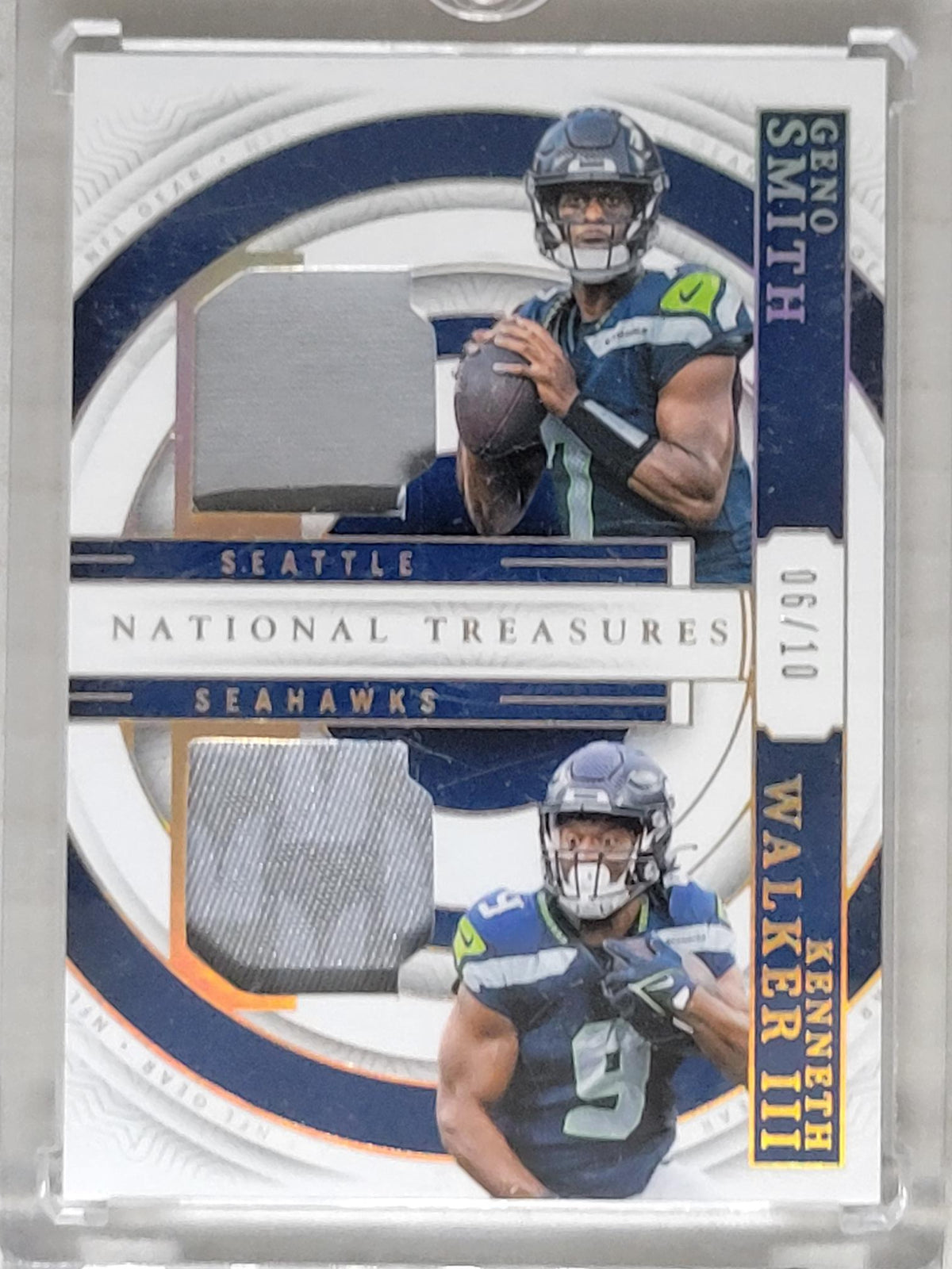 2023 Panini National Treasures Geno Smith / Kenneth Walker III /10 Gold