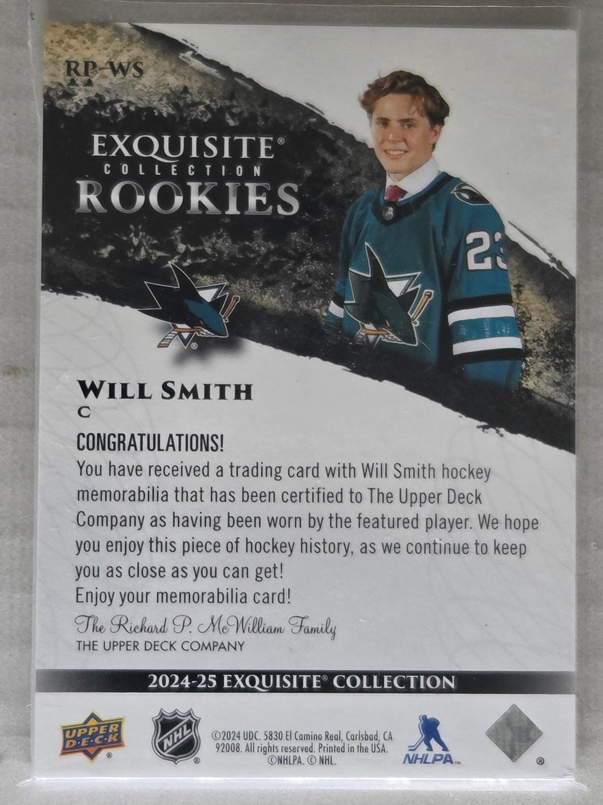 2024-25 Exquisite Collection Rookie Patch Will Smith /99
