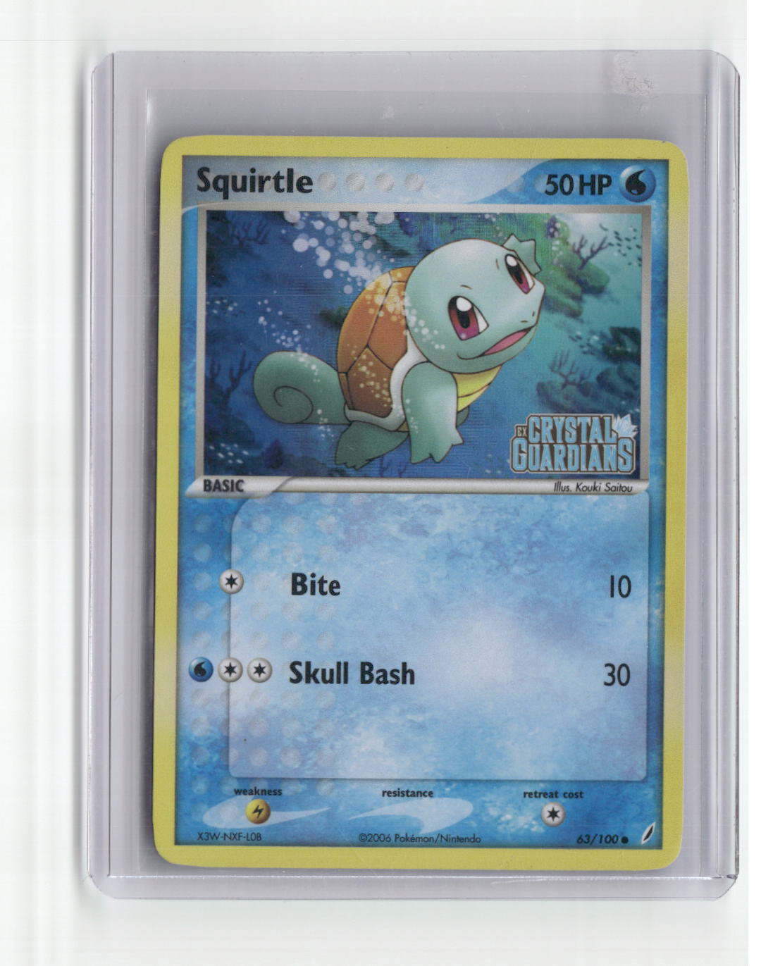 2006 Pokemon Crystal Guardians  Squirtle Stamped Reverse Holo 63/100