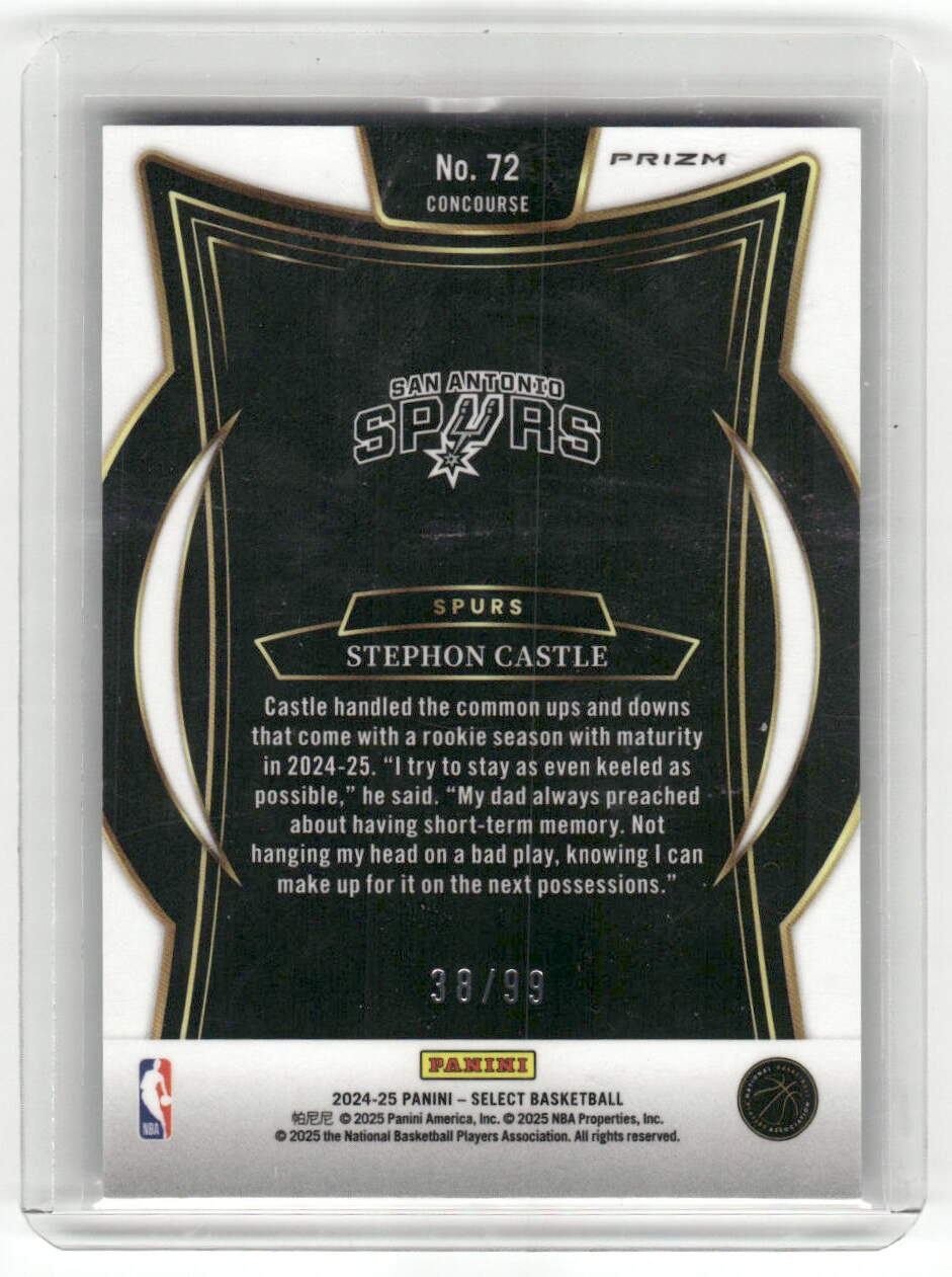 2024-25 Panini Select Stephon Castle Concourse White Wave Prizm RC #/99 Spurs