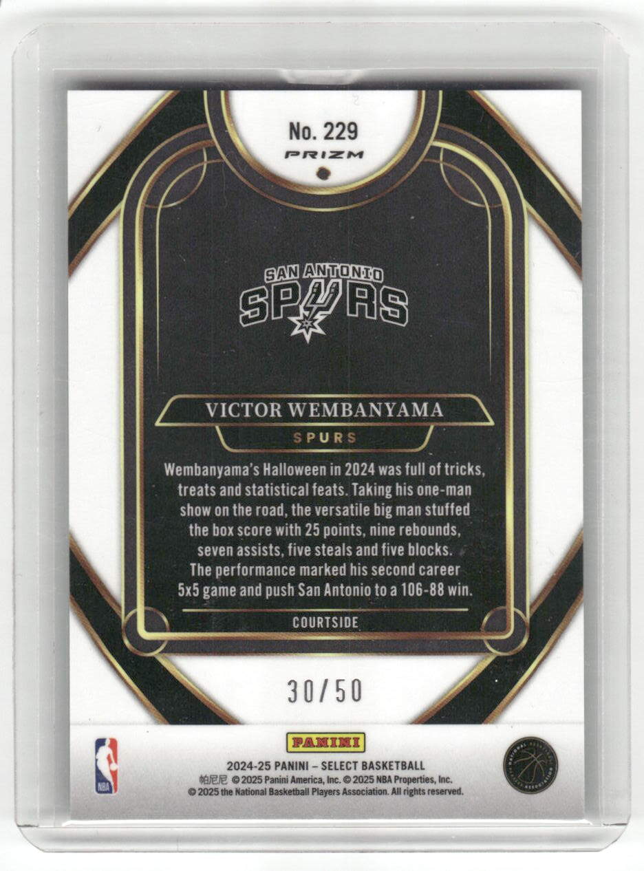 2024-25 Panini Select Victor Wembanyama Courtside Green Wave Prizm #/50 Spurs