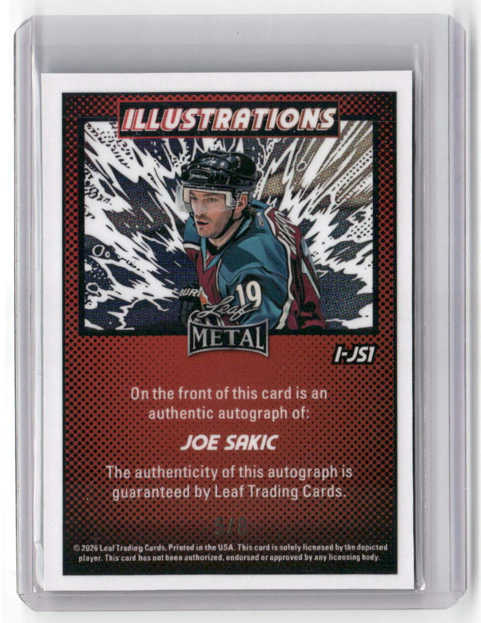 2026 Leaf Joe Sakic Illustrations Blue Auto /8