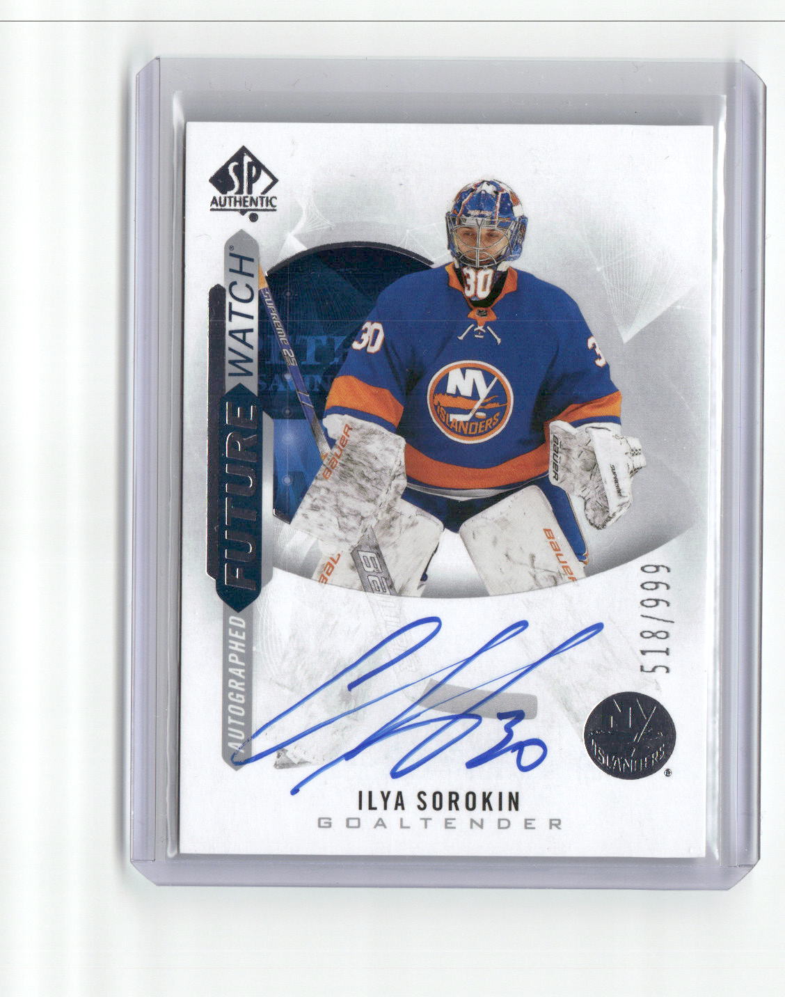 2020-21 SP Authentic Ilya Sorokin Future Watch Auto RC /999 #211