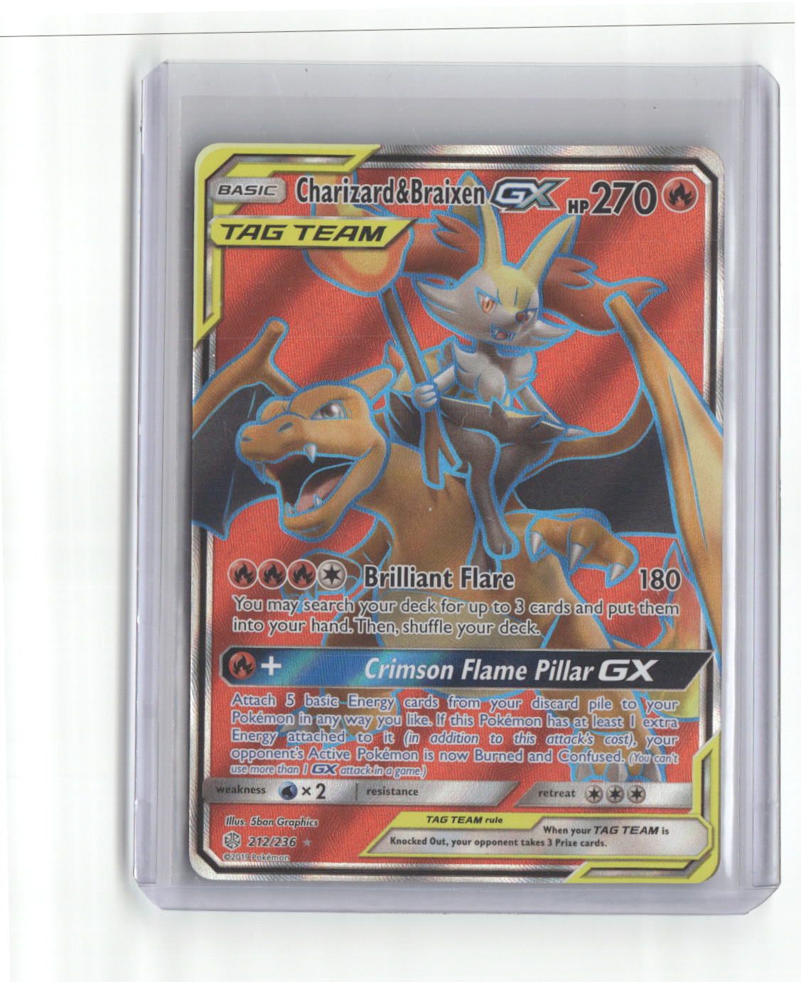 Pokémon TCG Charizard Braixen GX 212/236 Cosmic Eclipse