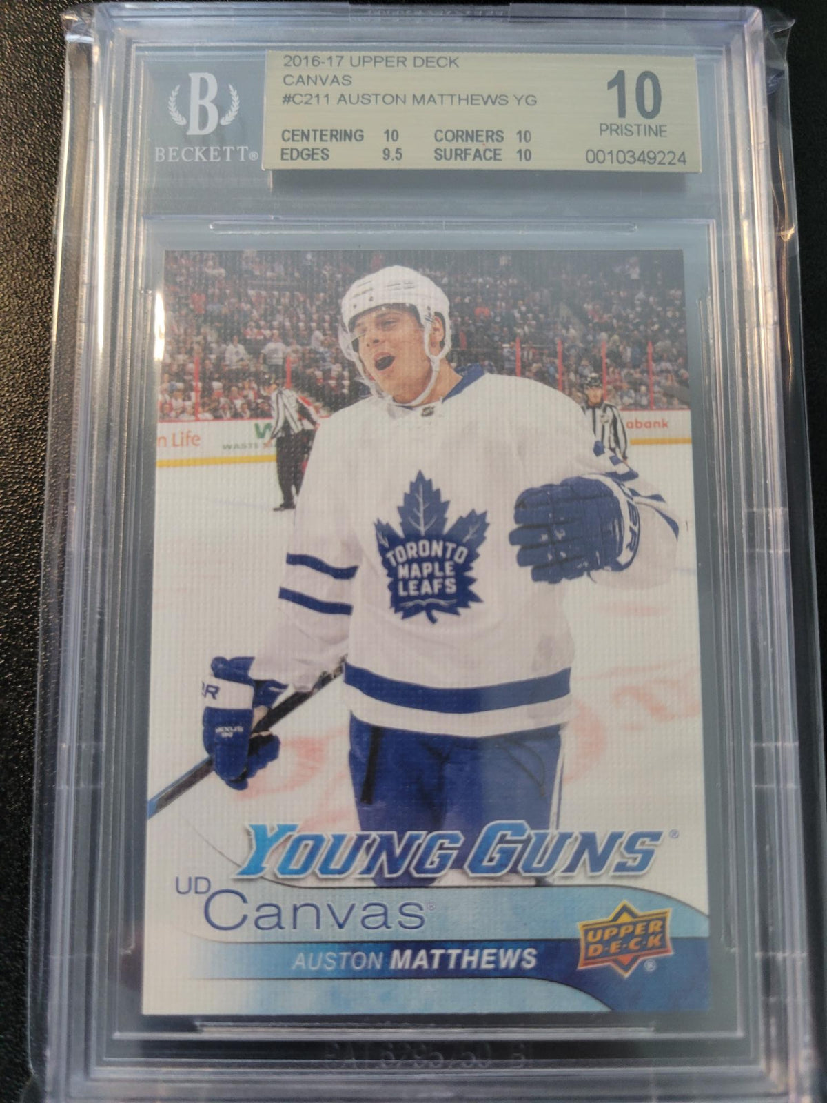 2016-17 Ud Canvas Young Gun Auston Matthews BGS10 #C211