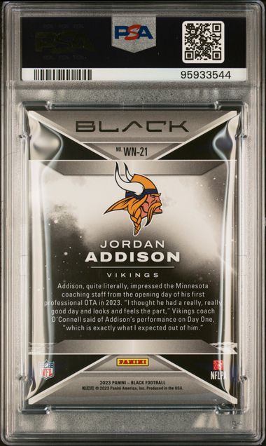 2023 Panini Black White Night Jordan Addison #WN-21 PSA 10