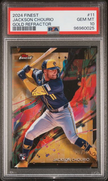 2024 Topps Finest Gold Refractor Jackson Chourio Brewers RC Rookie /50 PSA 10