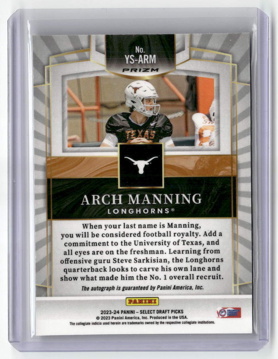 2025 Prizm Draft Arch Manning 2023 Youth Explosion Signatures