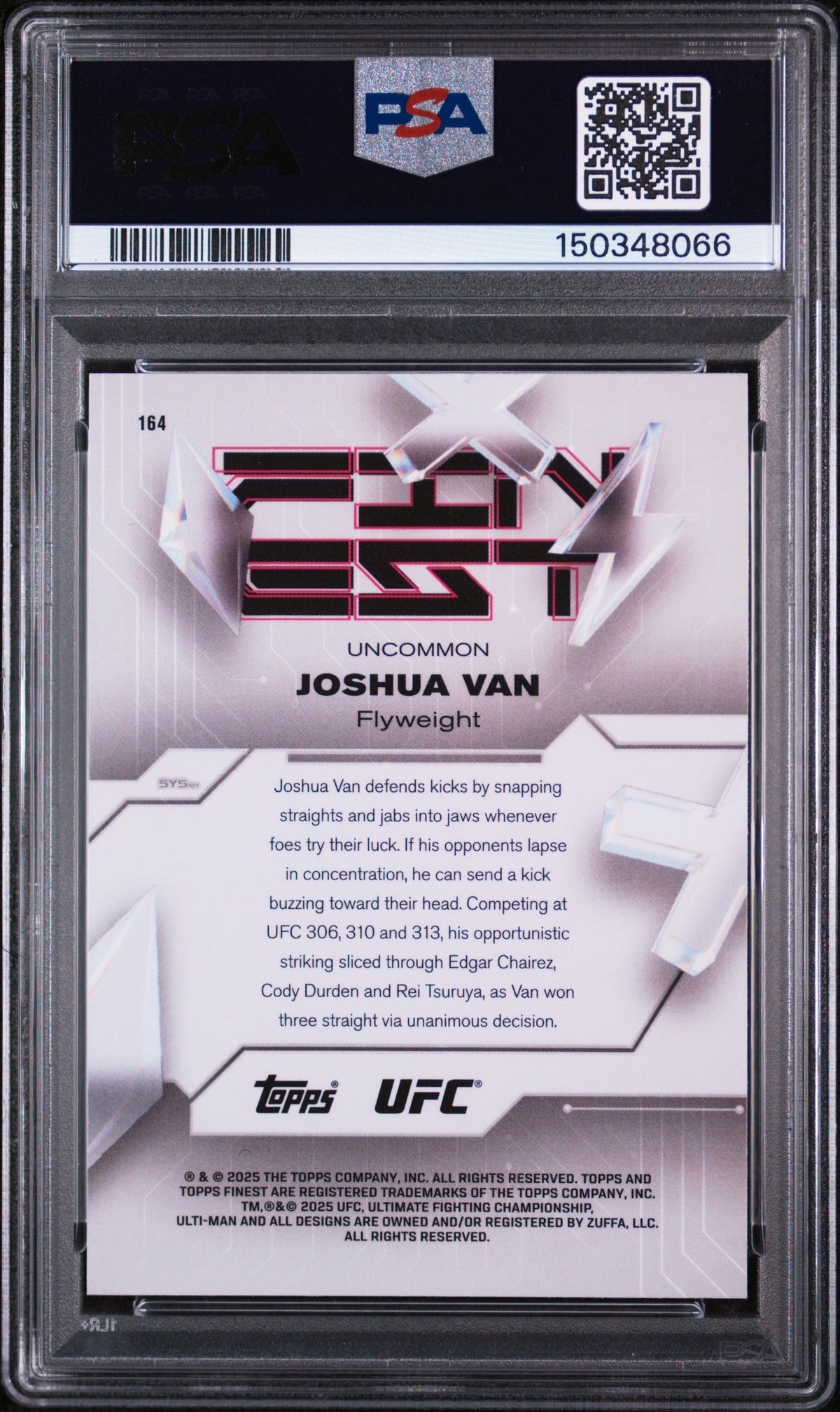2025 Topps Finest Ufc #164 Joshua Van Checkerboard PSA 10