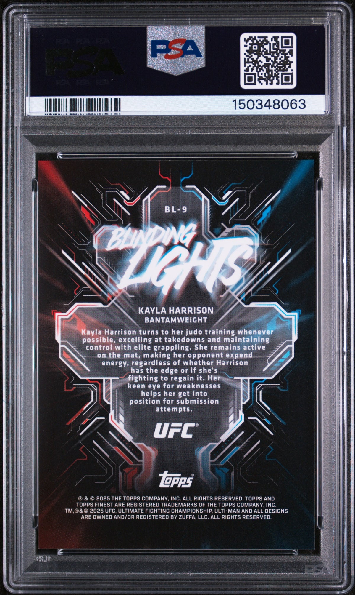 2025 Topps Finest Ufc Blinding Lights #BL-9 Kayla Harrison PSA 10