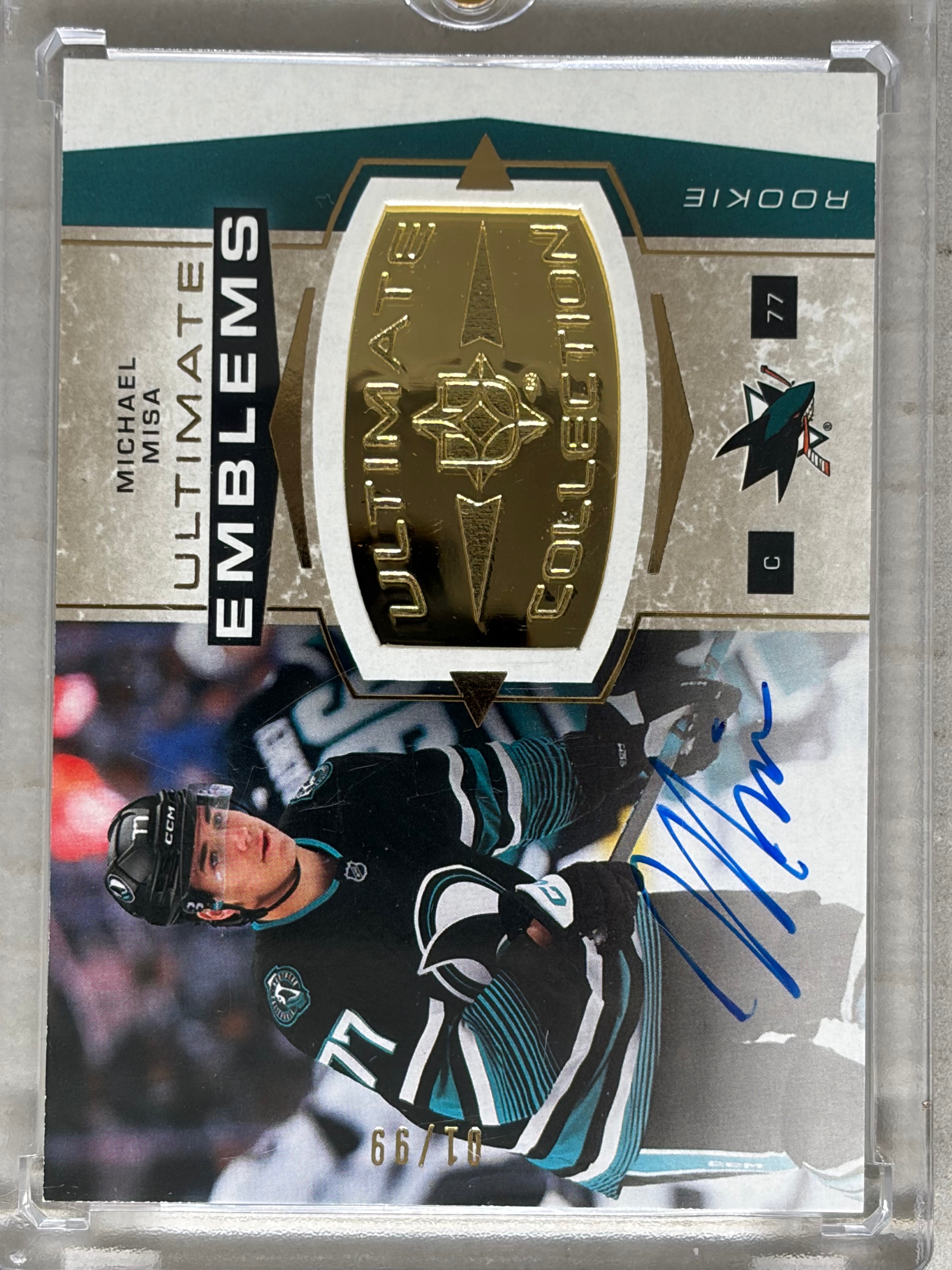 2025-26 UD Ultimate Emblems Michael Misa RC Auto Gold #UER-MM /99