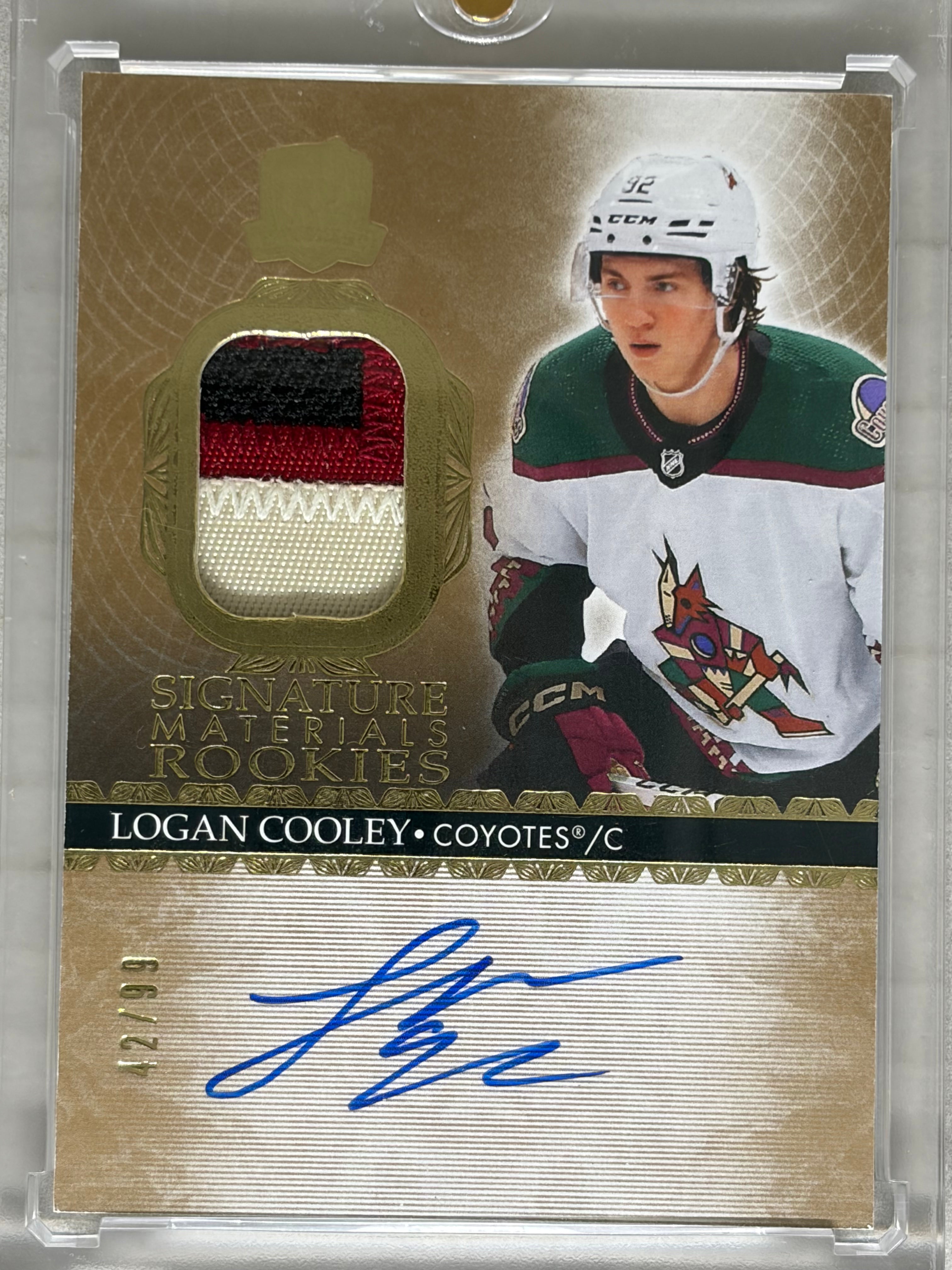 2023-24 Upper Deck The Cup Logan Cooley Signature Rookie Material Patch Auto /99