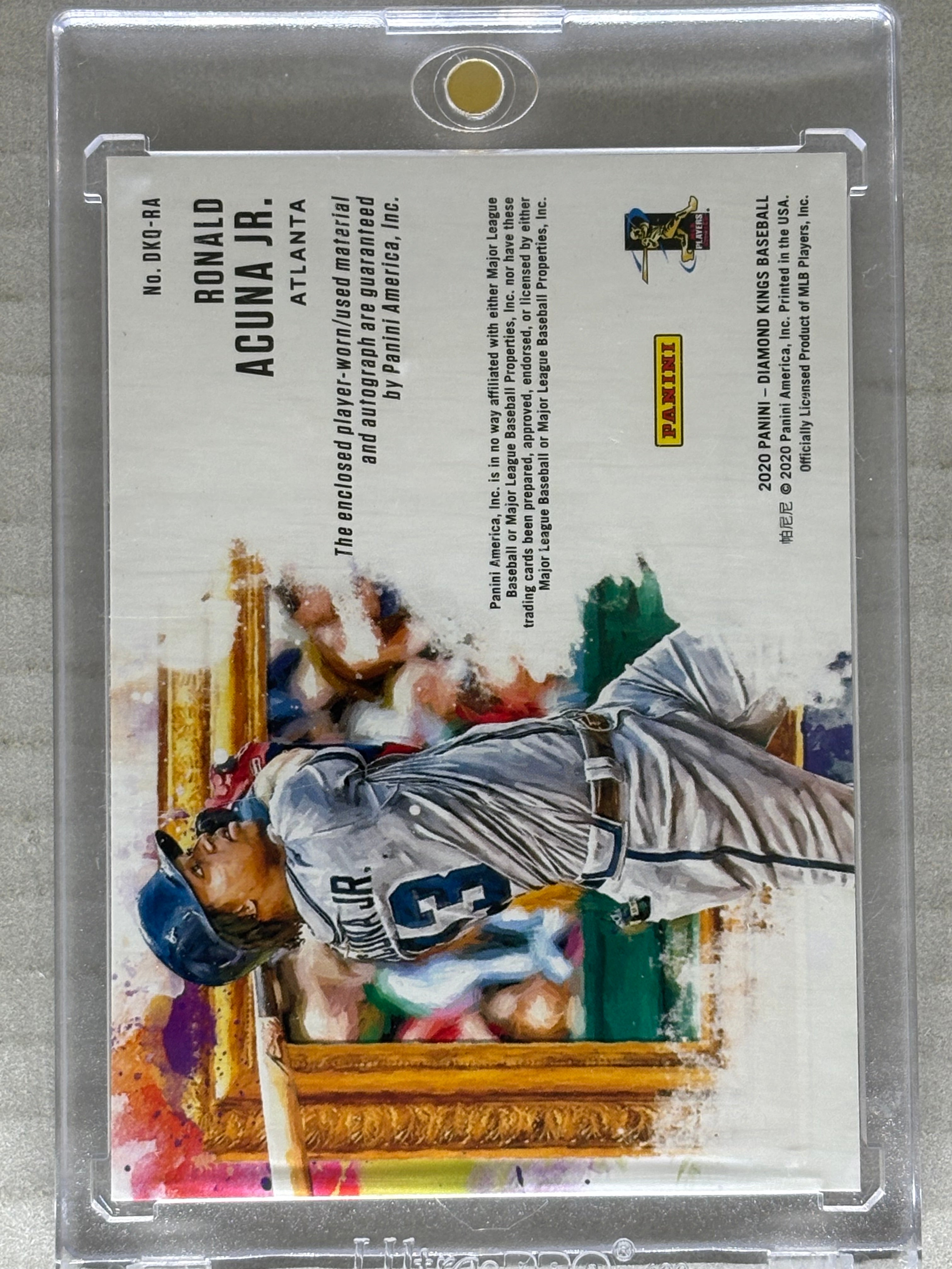 2020 Panini Diamond Kings #DKQ-RA Ronald Acuna Jr. Quad Patch Holo Blue /25 Auto