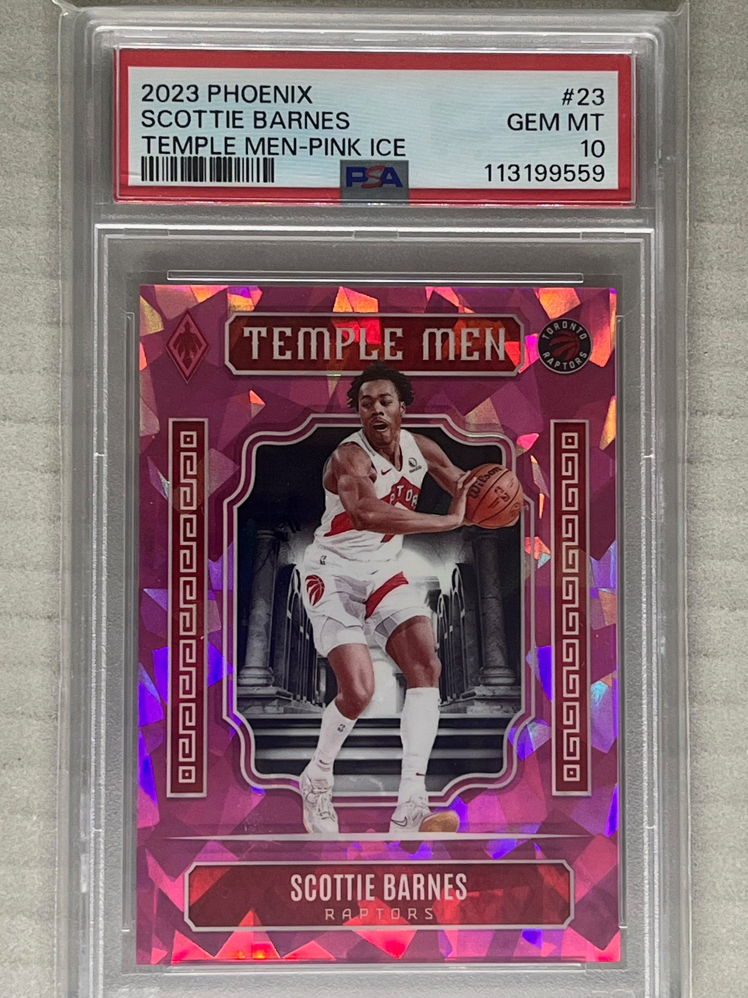 2023-24 Panini Phoenix Temple Men Pink Ice /25 Scottie Barnes PSA 10