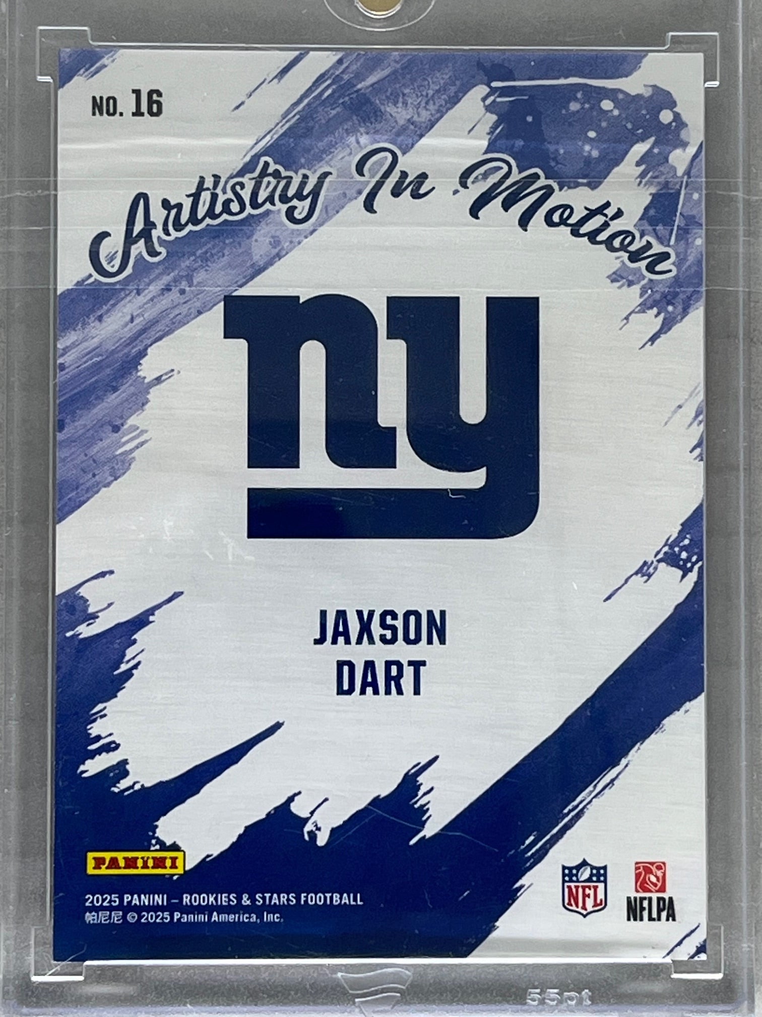 2025 Panini Rookies & Stars Artistry in Motion Jaxson Dart #16 (RC) Purple /35