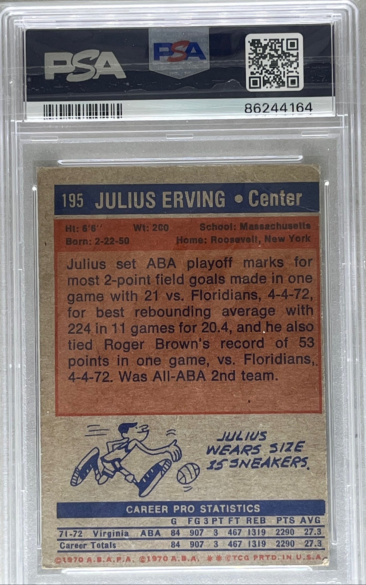 1972 Topps Julius Erving RC Autographed PSA Authentic Auto 10