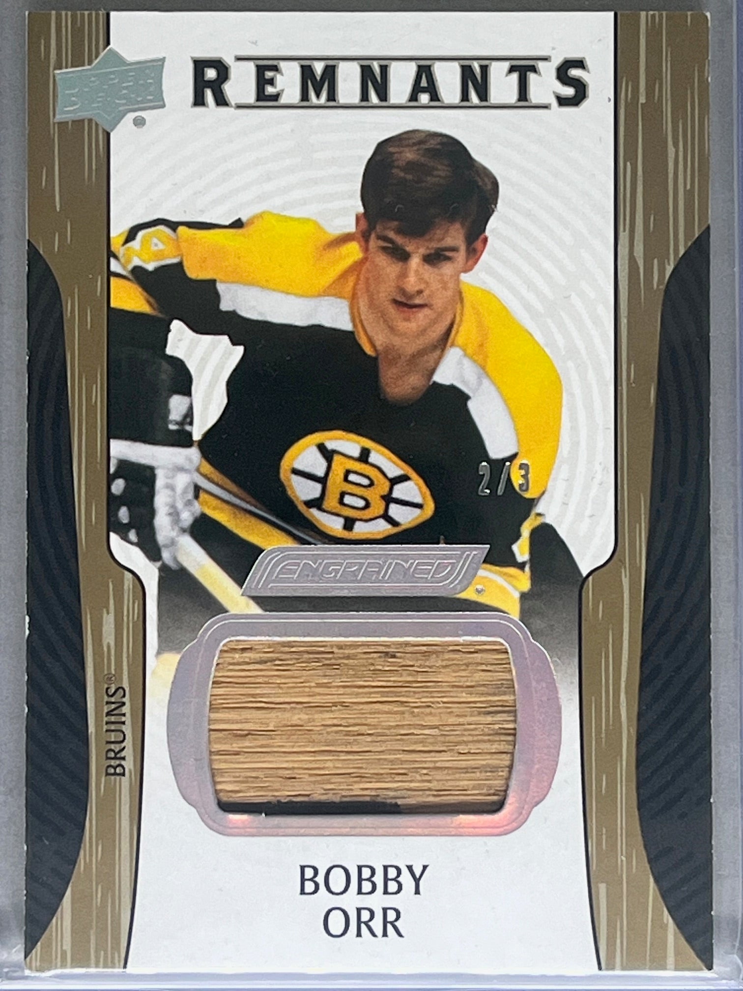 2024-25 Upper Deck Engrained Collection Bobby Orr Remnants /3 Game Used Stick