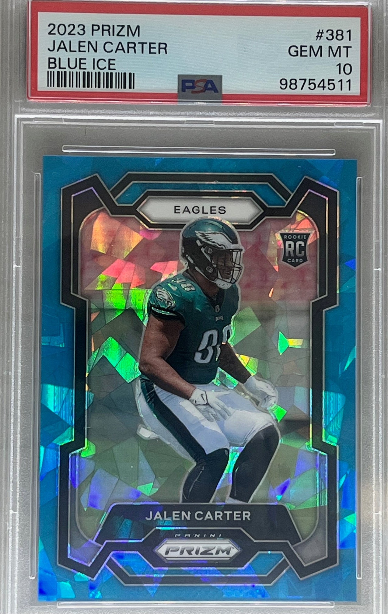 2023 Panini Prizm Jalen Carter #381 Blue Ice /99 PSA 10