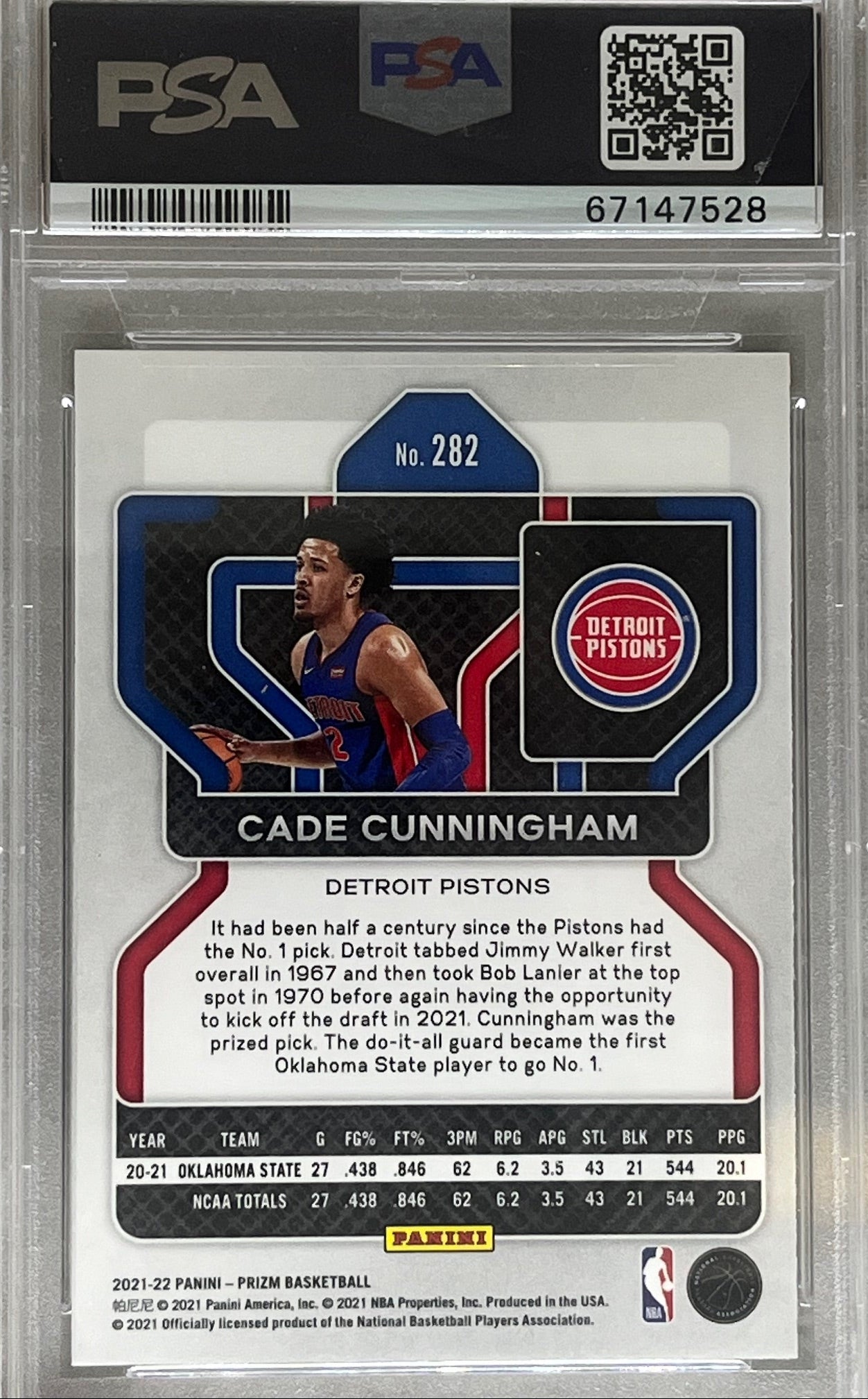 2021-22 Panini Prizm Cade Cunningham #282 (RC) PSA 10
