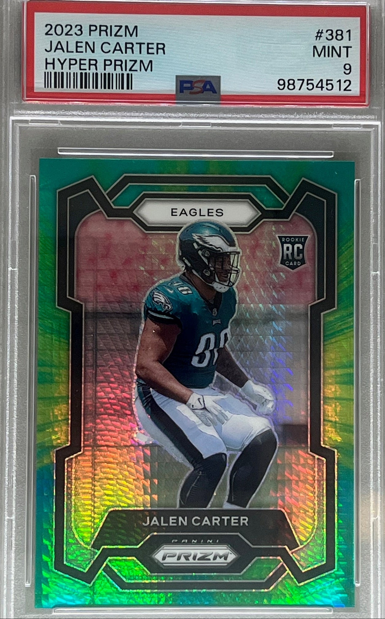 2023 Panini Prizm #381 Jalen Carter Hyper Prizm PSA 9