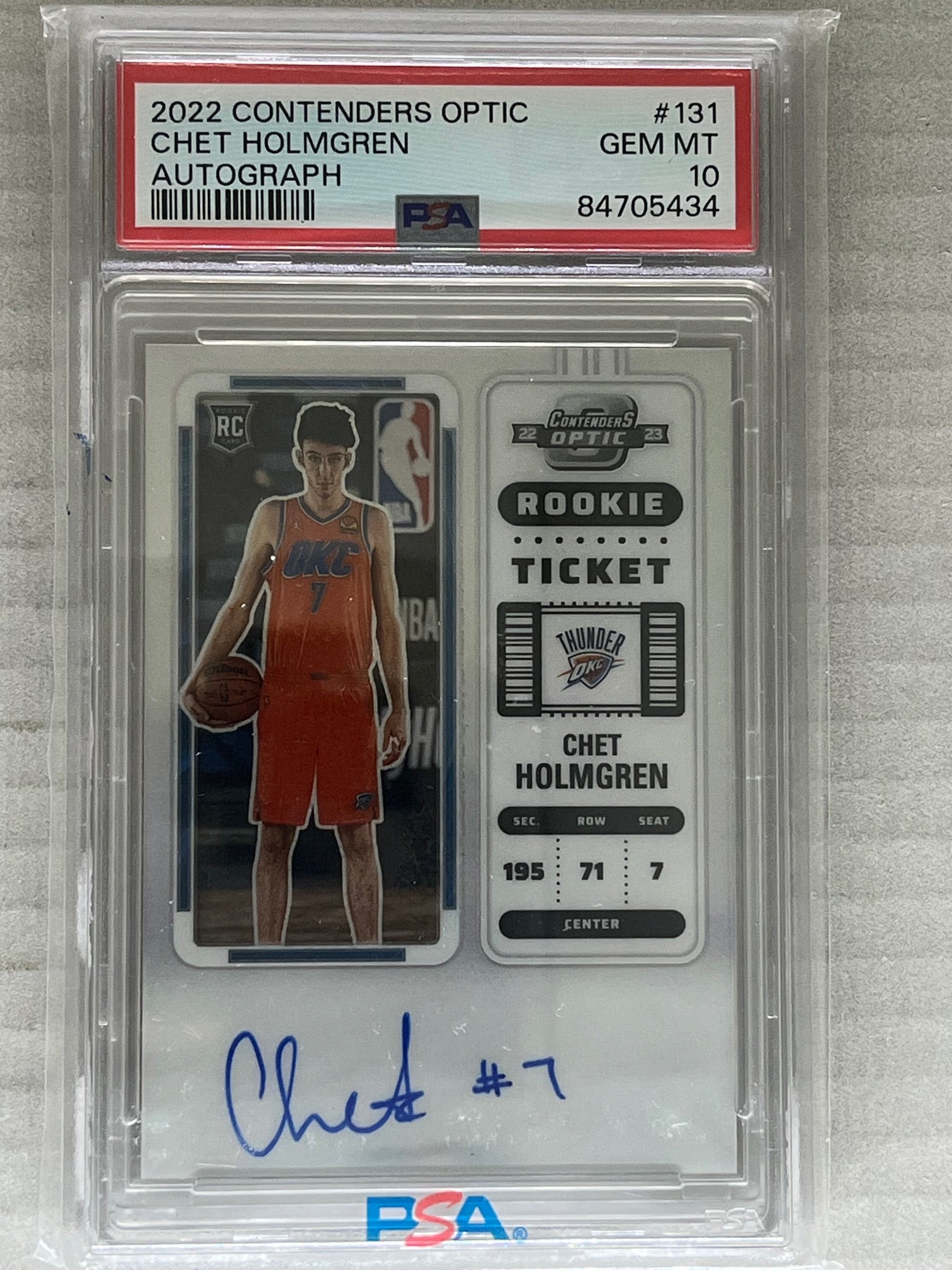 2022-23 Panini Contenders Optic Chet Holmgren Rookie Ticket RC Auto #131 PSA 10