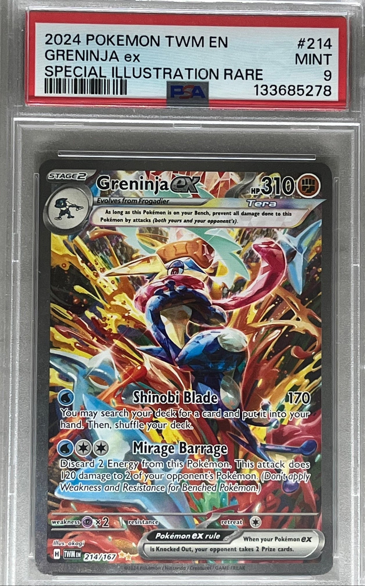 2024 Pokemon Twilight Masquerade Special Illustration Rare #214 Greninja PSA 9
