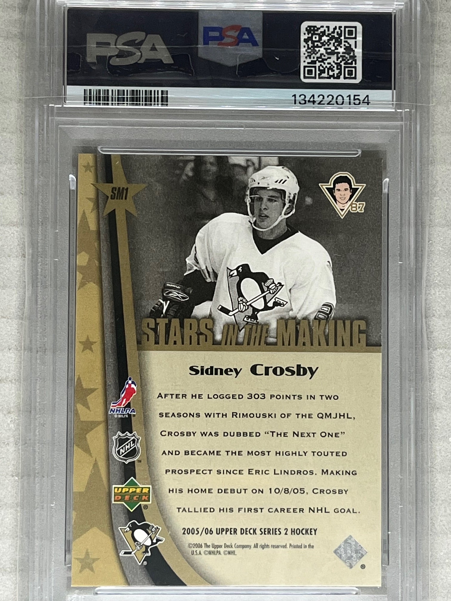2005 Upper Deck Stars In The Making Sidney Crosby RC #SM1 PSA 10 GEM MINT